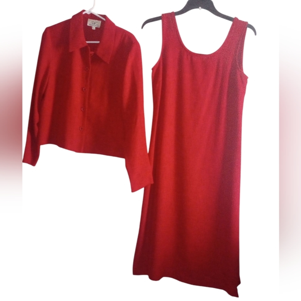 2 Piece Bundle Set Donna Ricco Rich Red Dress Set